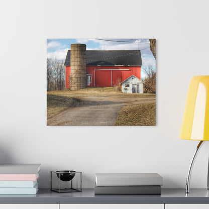 U R There Photography Mayville Road Red and Silo Rustic Farmhouse Acrylic Wall Print