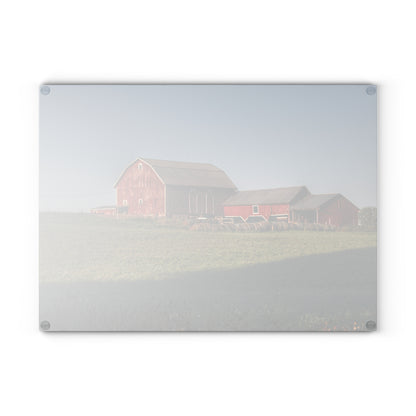 U R There Photography Across the Field in Millington Rustic Farmhouse Tempered-Glass Cutting Board