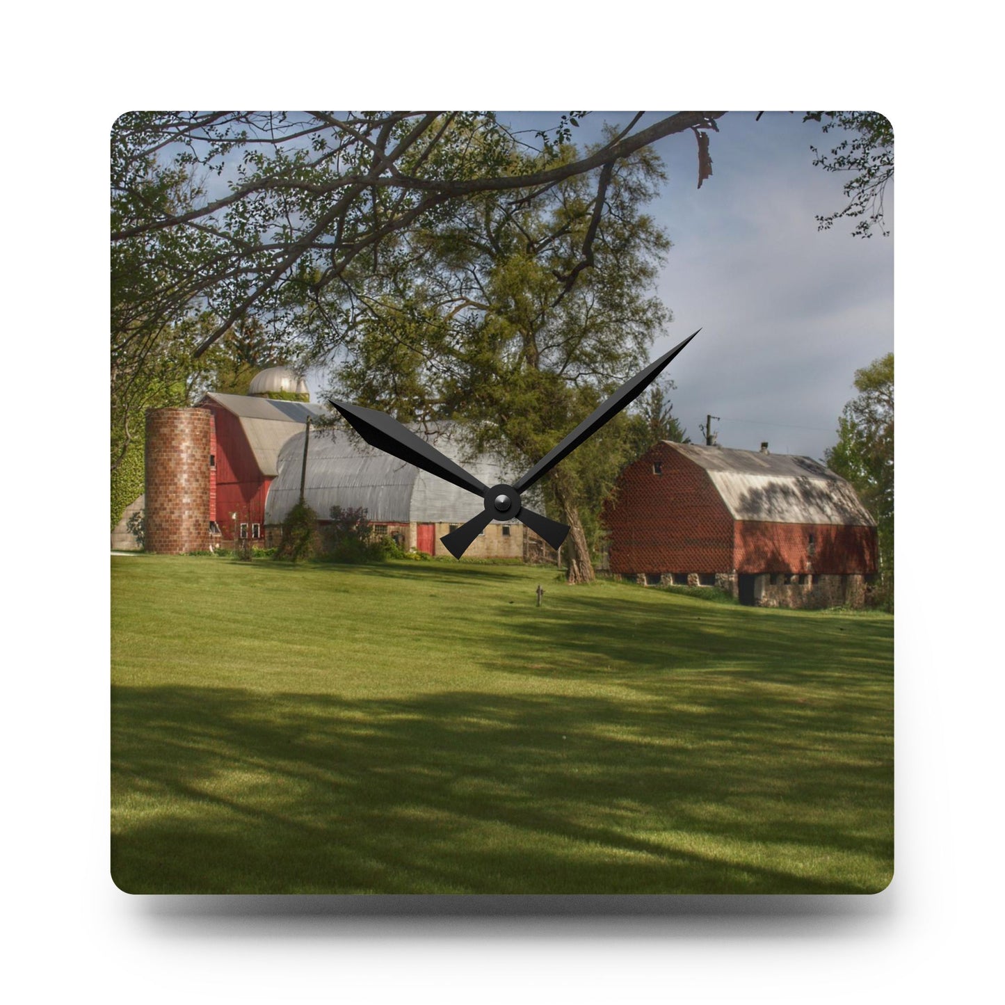 U R There Photography Clark Park Road Reds Rustic Farmhouse Wall Clock