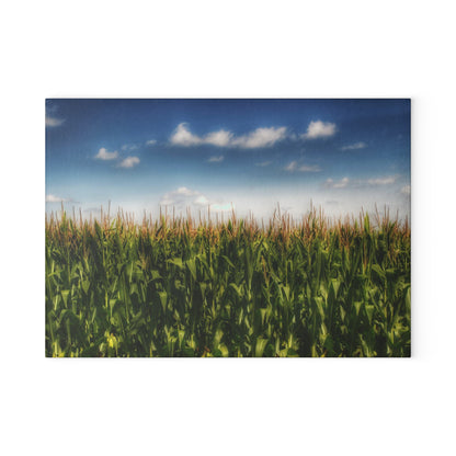U R There Photography Sky-High Corn Rustic Farmhouse Tempered-Glass Cutting Board