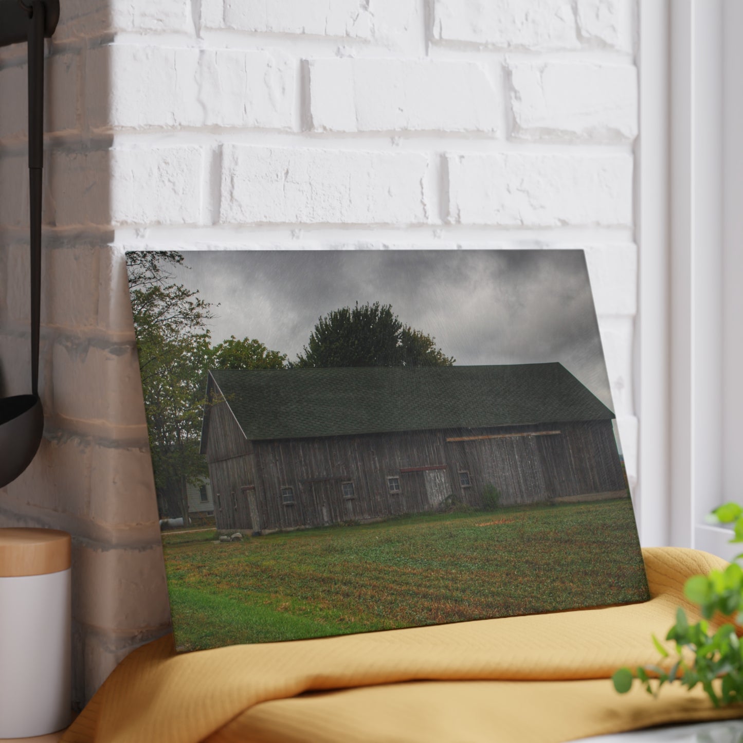 U R There Photography Weaver Road Grey Rustic Farmhouse Tempered-Glass Cutting Board