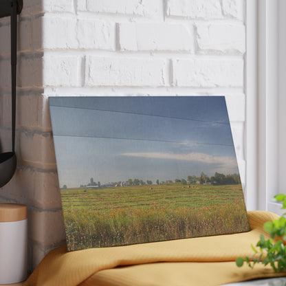 U R There Photography Farm Across the Field Rustic Farmhouse Tempered-Glass Cutting Board