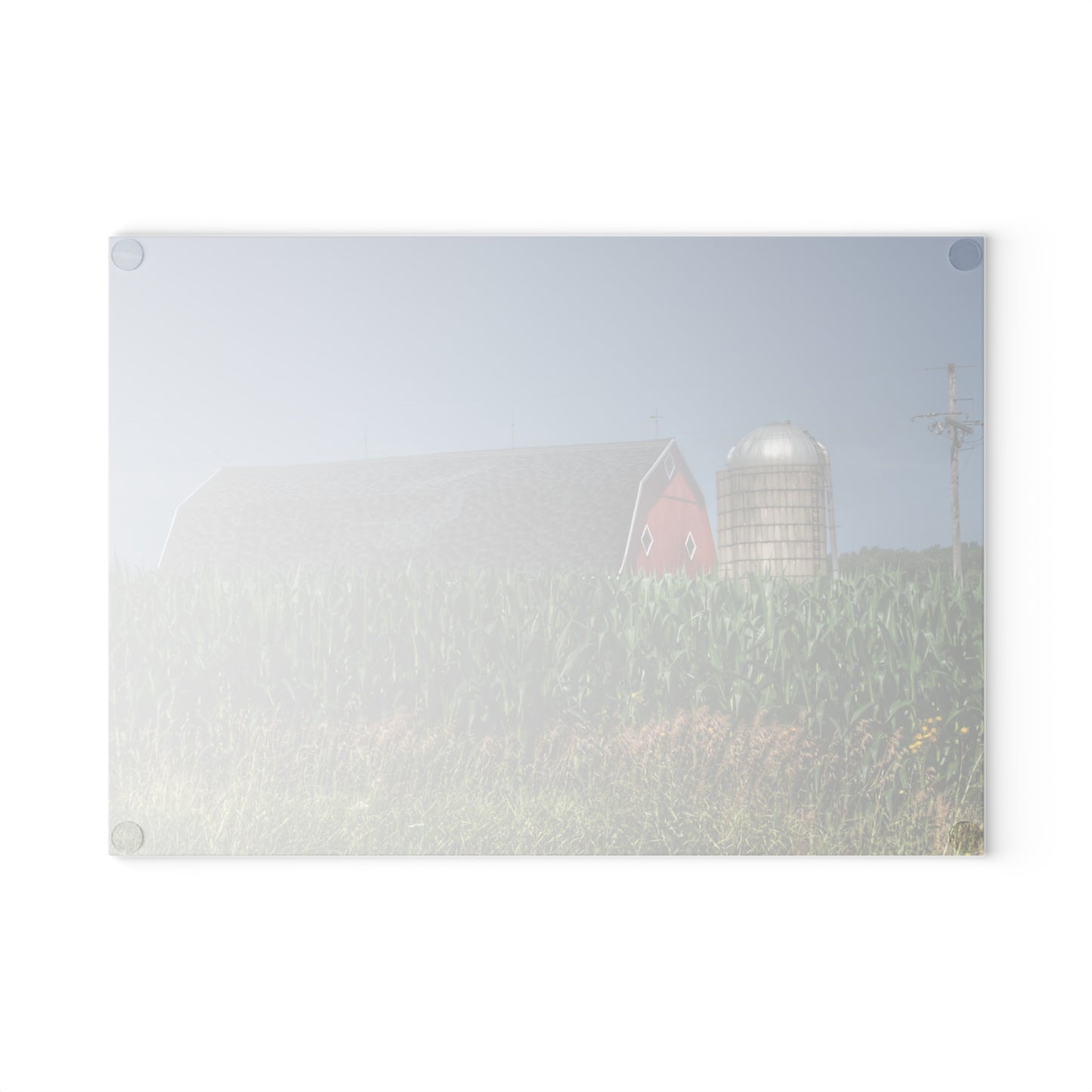 U R There Photography North Lake Pleasant Red Above the Corn Rustic Farmhouse Tempered-Glass Cutting Board