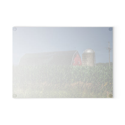 U R There Photography North Lake Pleasant Red Above the Corn Rustic Farmhouse Tempered-Glass Cutting Board