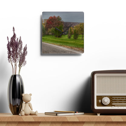 U R There Photography Goodrich Grey Rustic Farmhouse Acrylic Analog Wall Clock