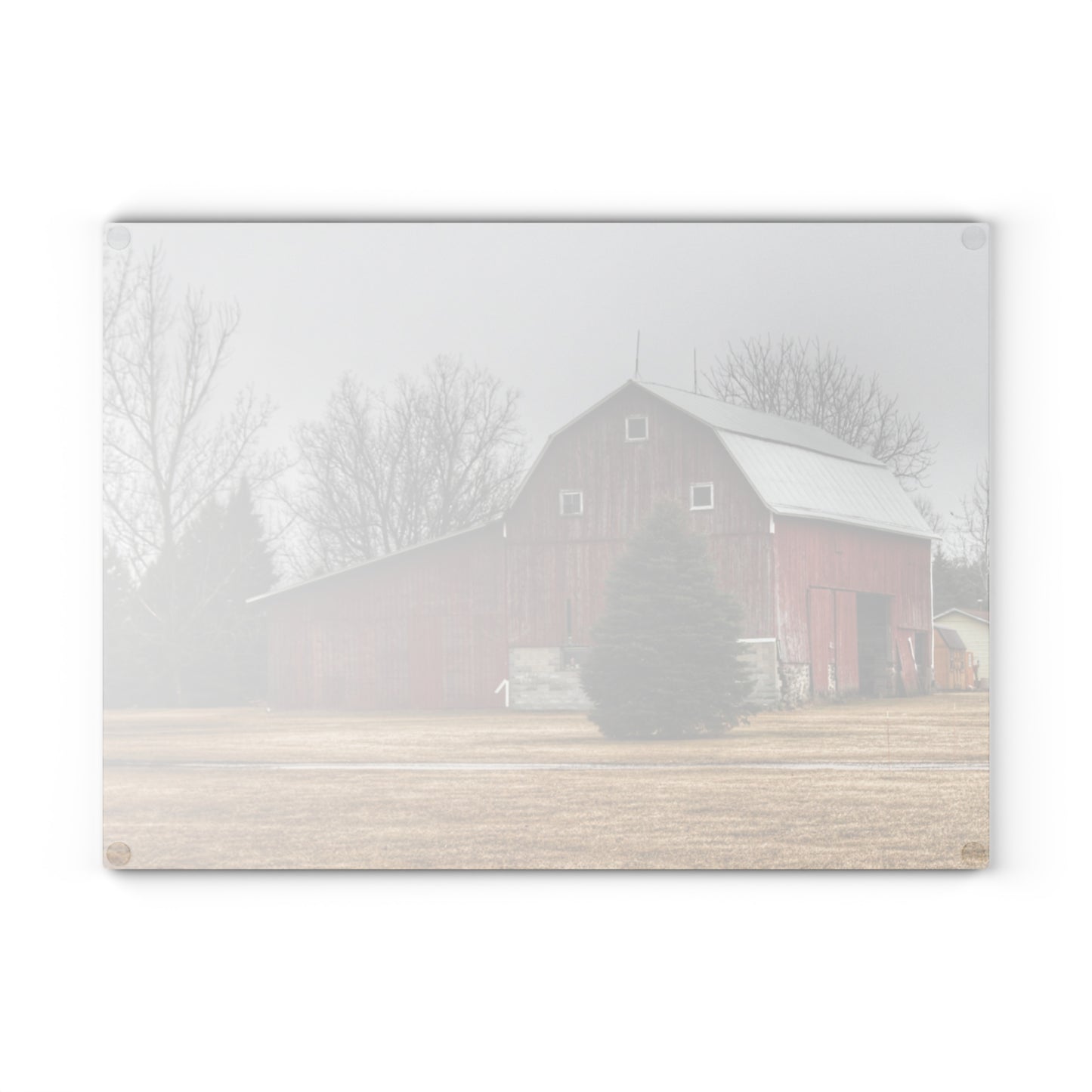 U R There Photography Daley Road Red I Rustic Farmhouse Tempered-Glass Cutting Board