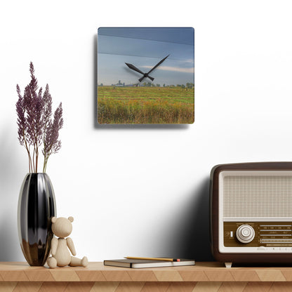 U R There Photography Farm Across the Field Rustic Farmhouse Acrylic Analog Wall Clock