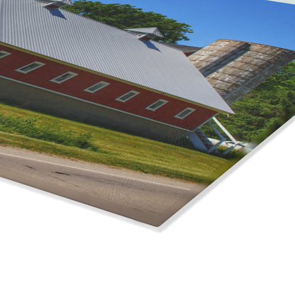 U R There Photography Metamora Red 2020 I Rustic Farmhouse Tempered-Glass Cutting Board