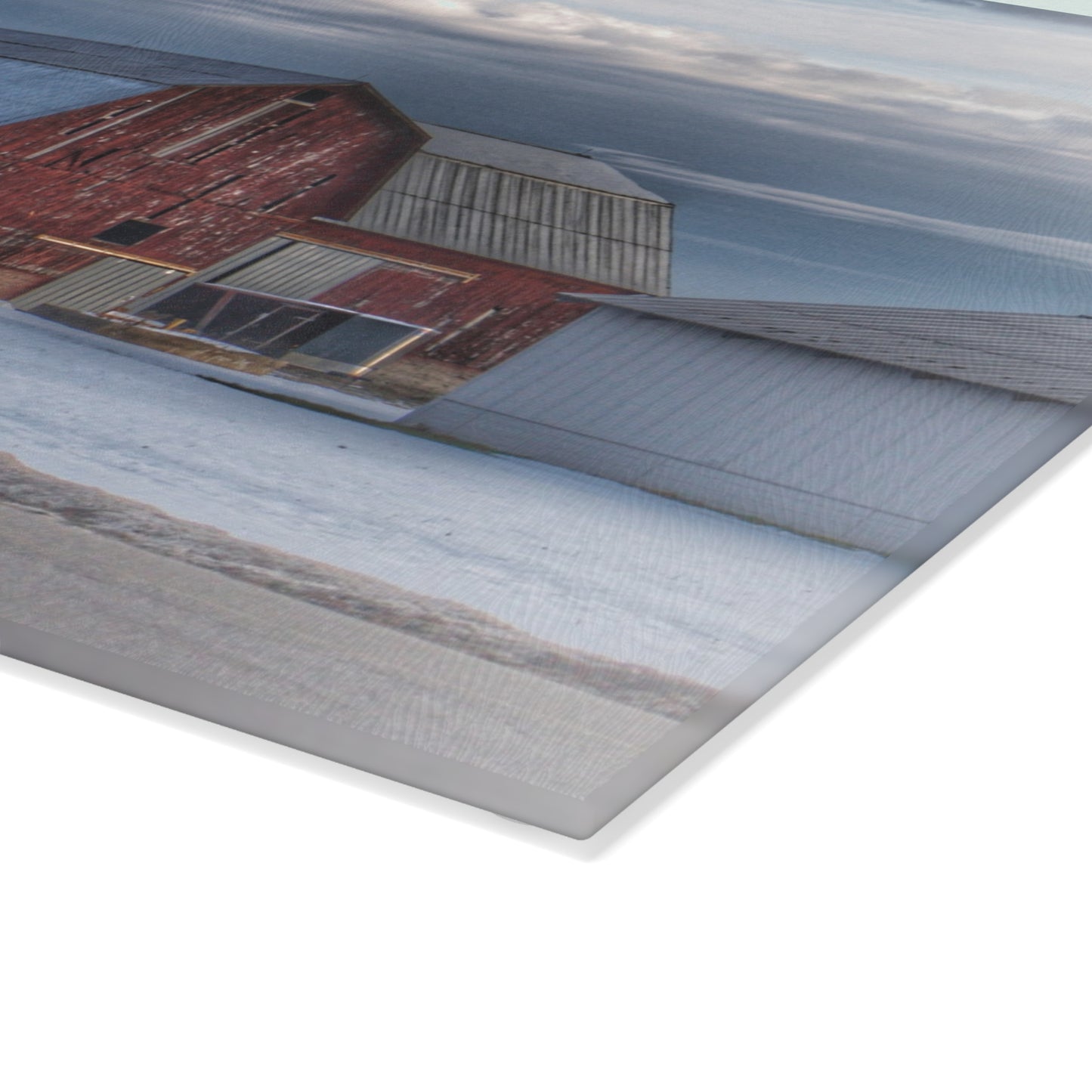 U R There Photography Glover Road Red Rustic Farmhouse Tempered-Glass Cutting Board