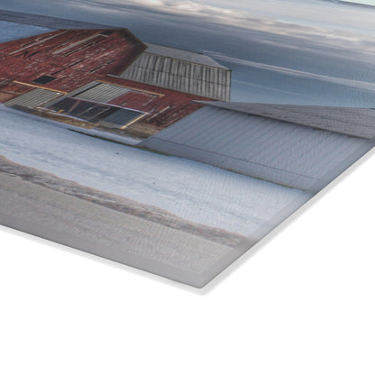 U R There Photography Glover Road Red Rustic Farmhouse Tempered-Glass Cutting Board