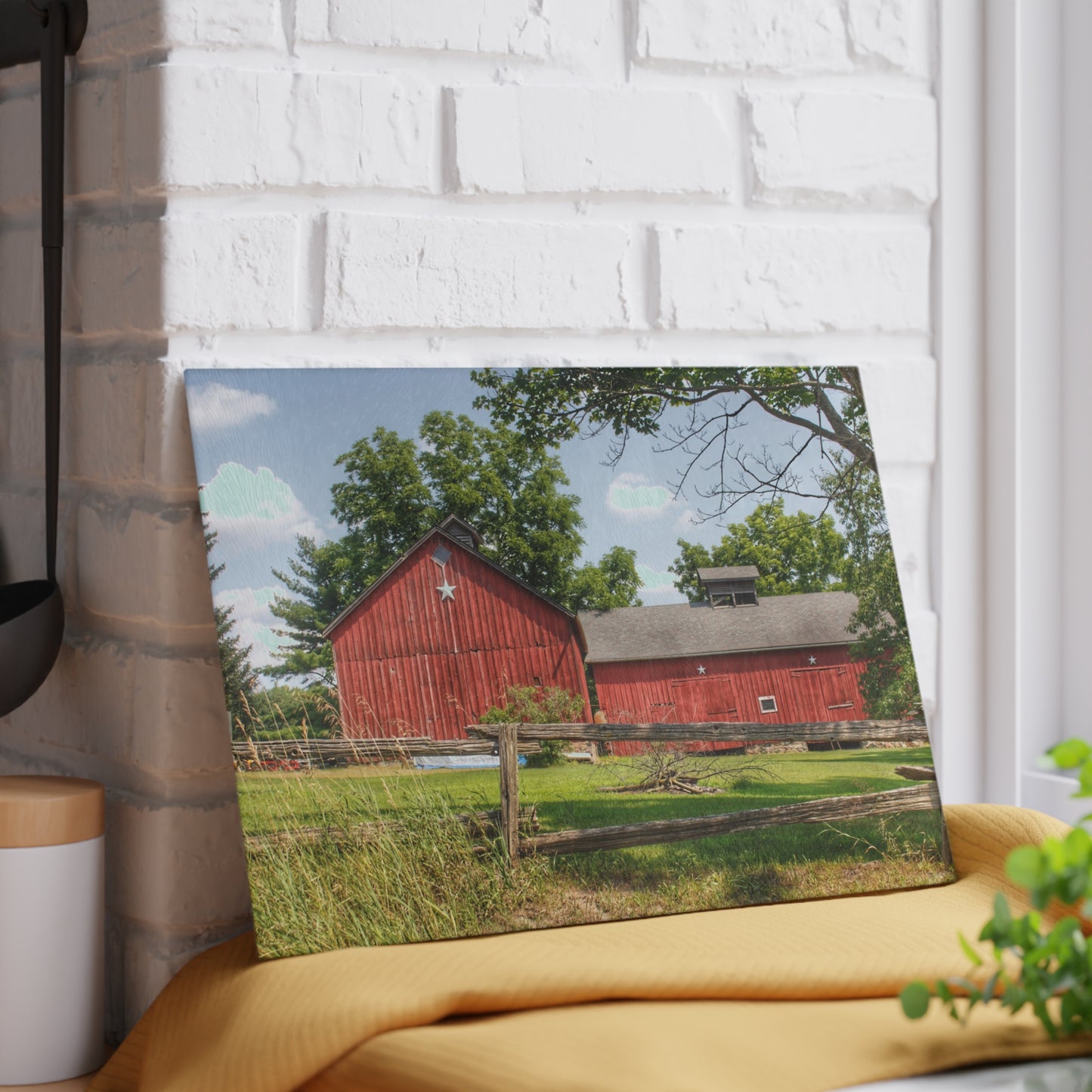 U R There Photography Hollow Corners Star Barn Rustic Farmhouse Tempered-Glass Cutting Board