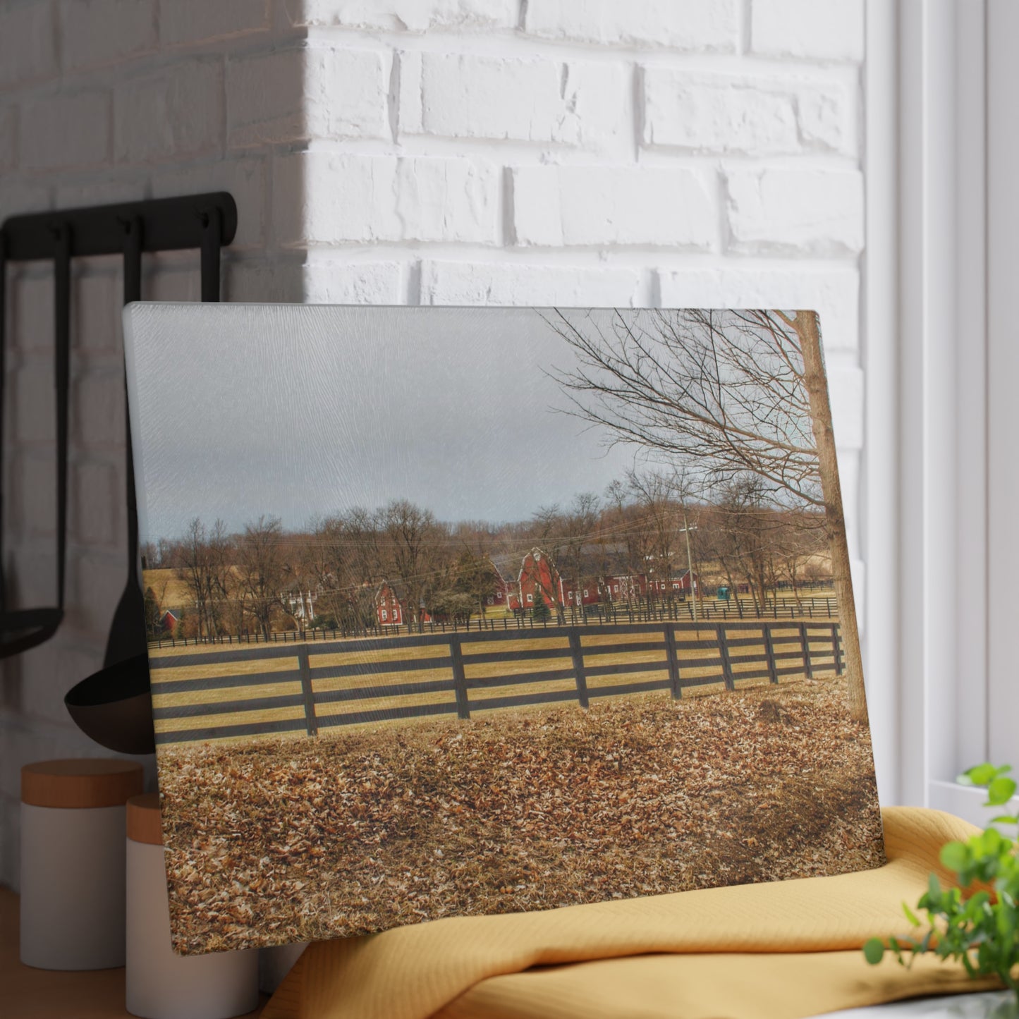 U R There Photography Barber Road Farm I Rustic Farmhouse Tempered-Glass Cutting Board