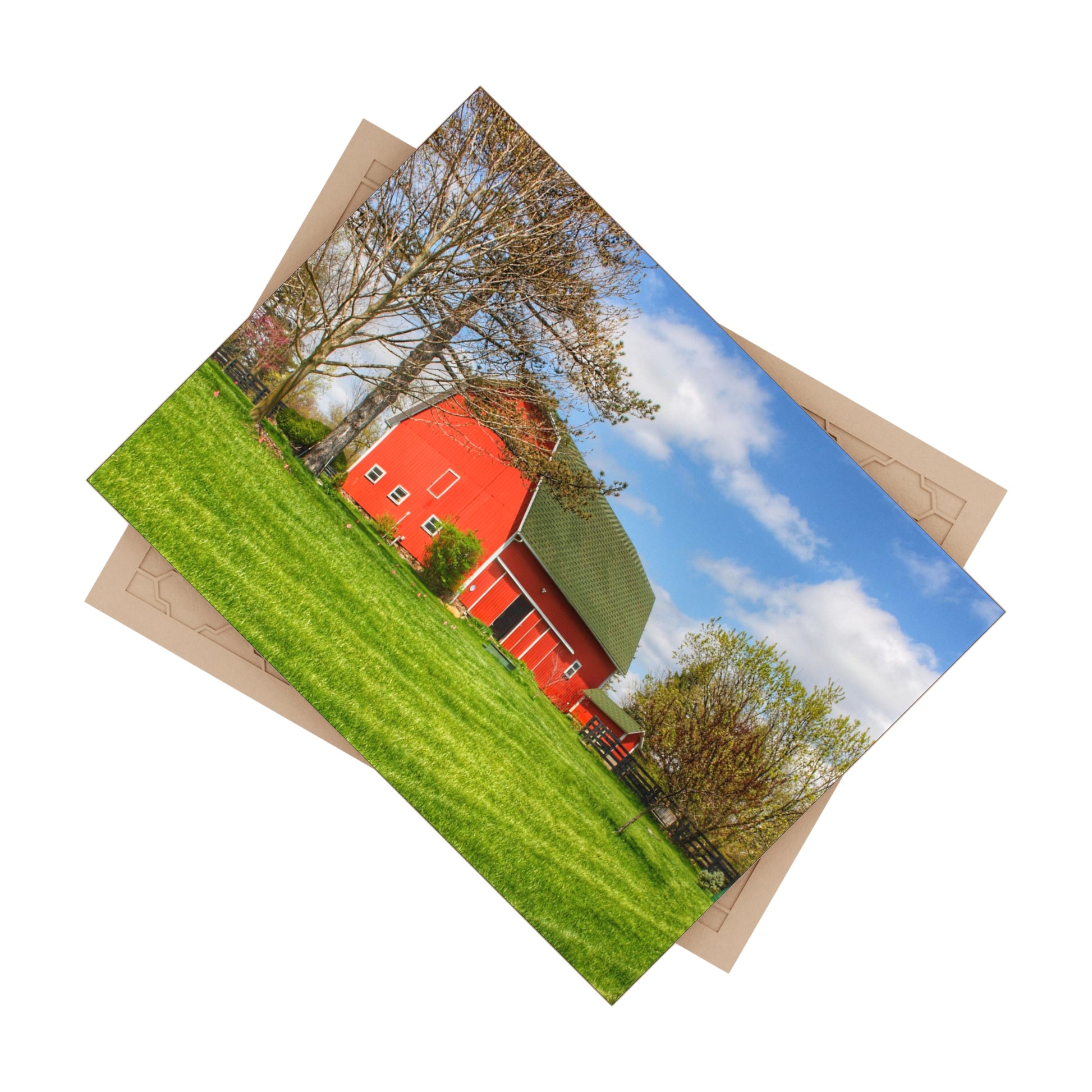 U R There Photography Barber Road Red Rustic Farmhouse Decorative Ceramic Tile 6" × 8" Glossy