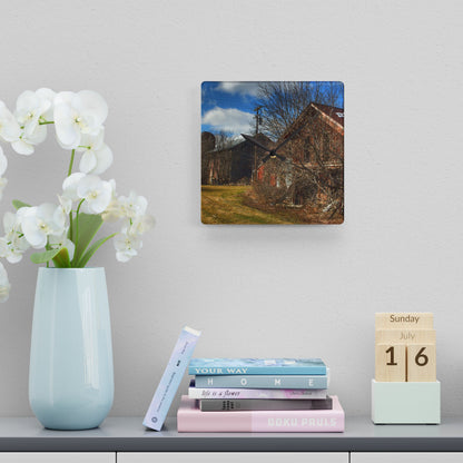 U R There Photography Buried Burnside Greys II Rustic Farmhouse Acrylic Analog Wall Clock