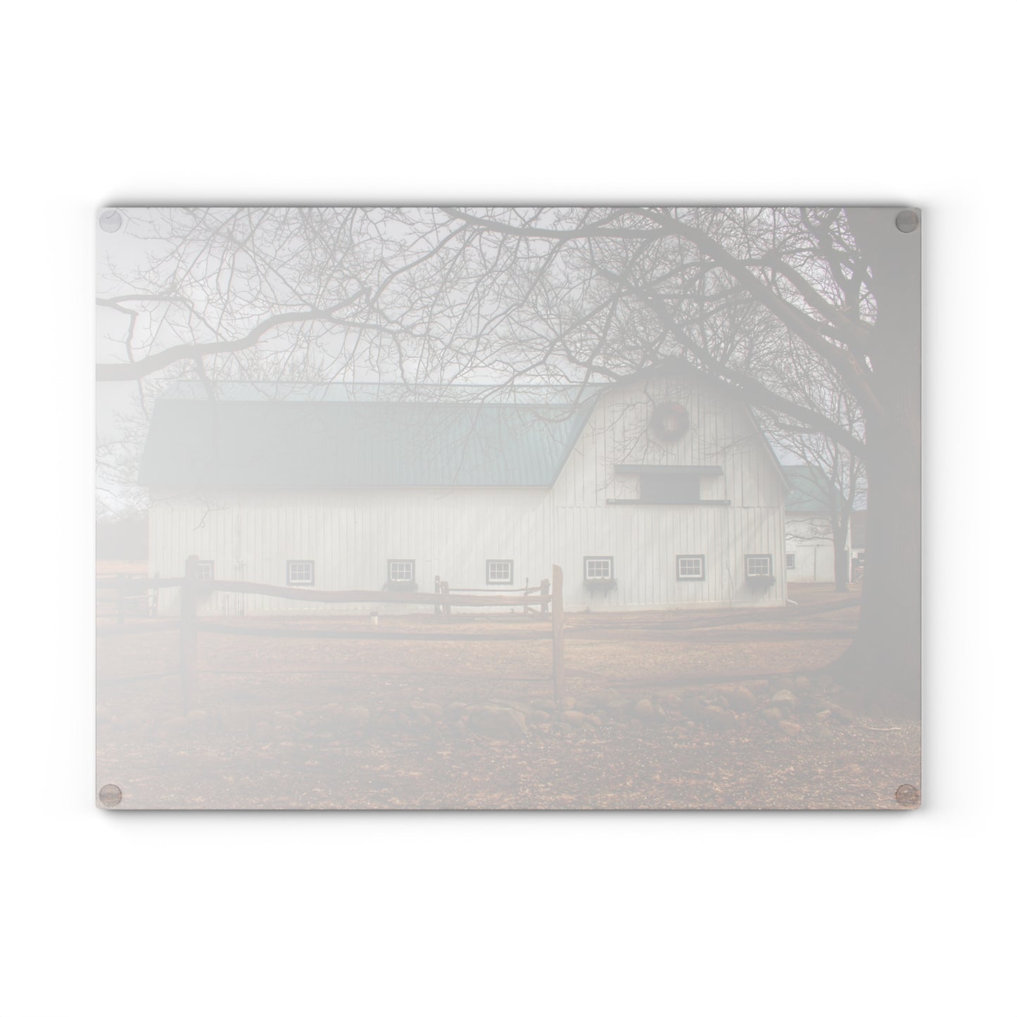 U R There Photography Wilder Road White Rustic Farmhouse Tempered-Glass Cutting Board