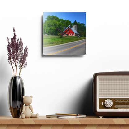 U R There Photography Metamora Red 2020 II Rustic Farmhouse Acrylic Analog Wall Clock