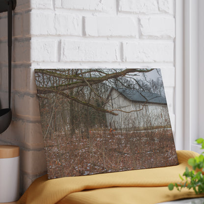 U R There Photography Norway Lake Road Hidden White Rustic Farmhouse Tempered-Glass Cutting Board