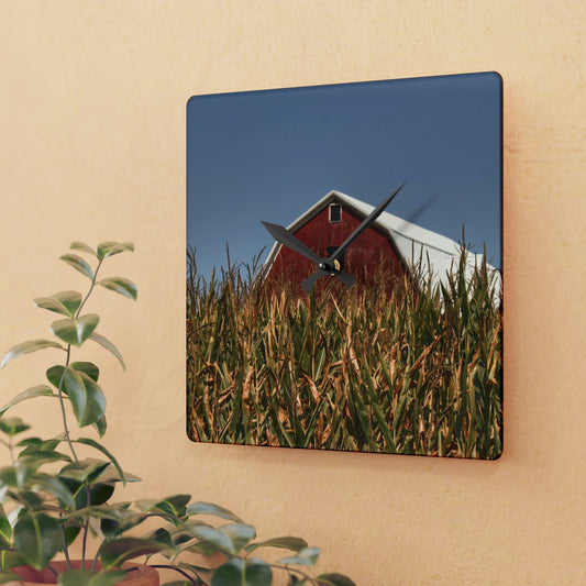 U R There Photography Beyond the Corn Rustic Farmhouse Acrylic Analog Wall Clock