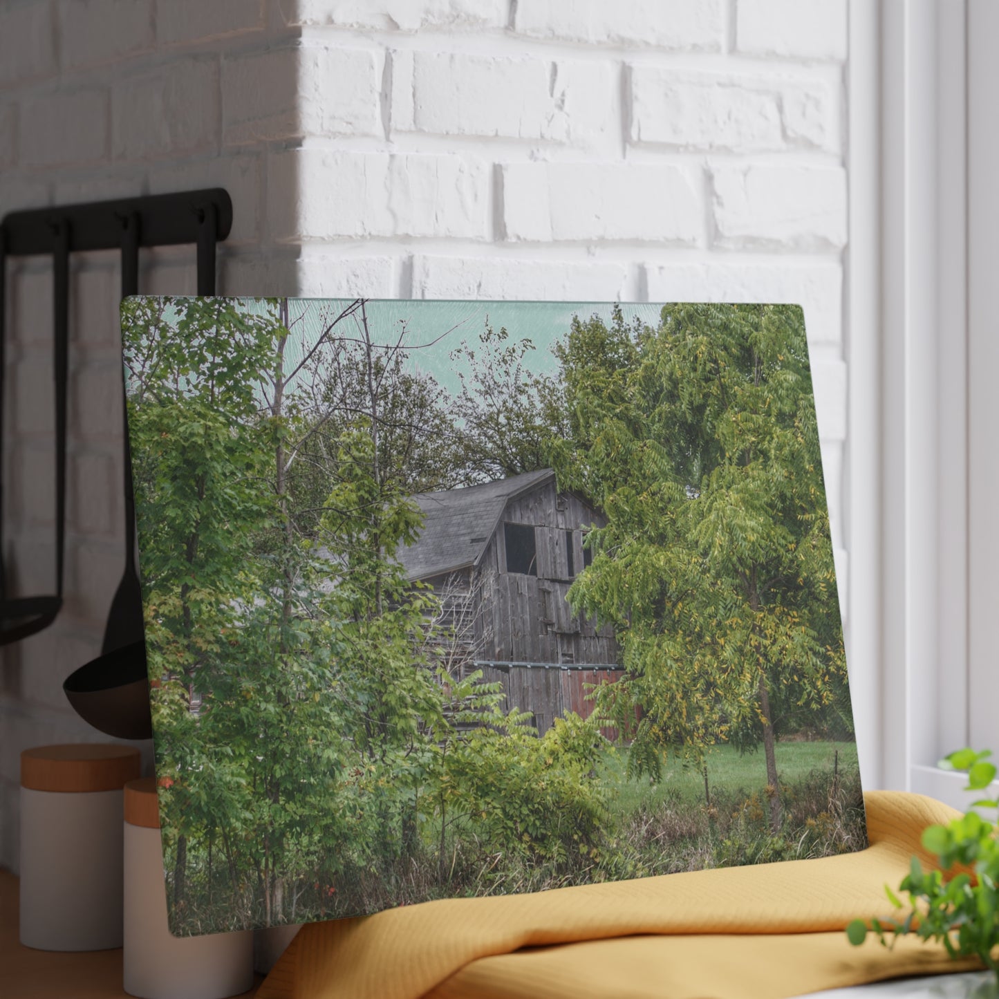 U R There Photography Hayes Road Hidden I Rustic Farmhouse Tempered-Glass Cutting Board
