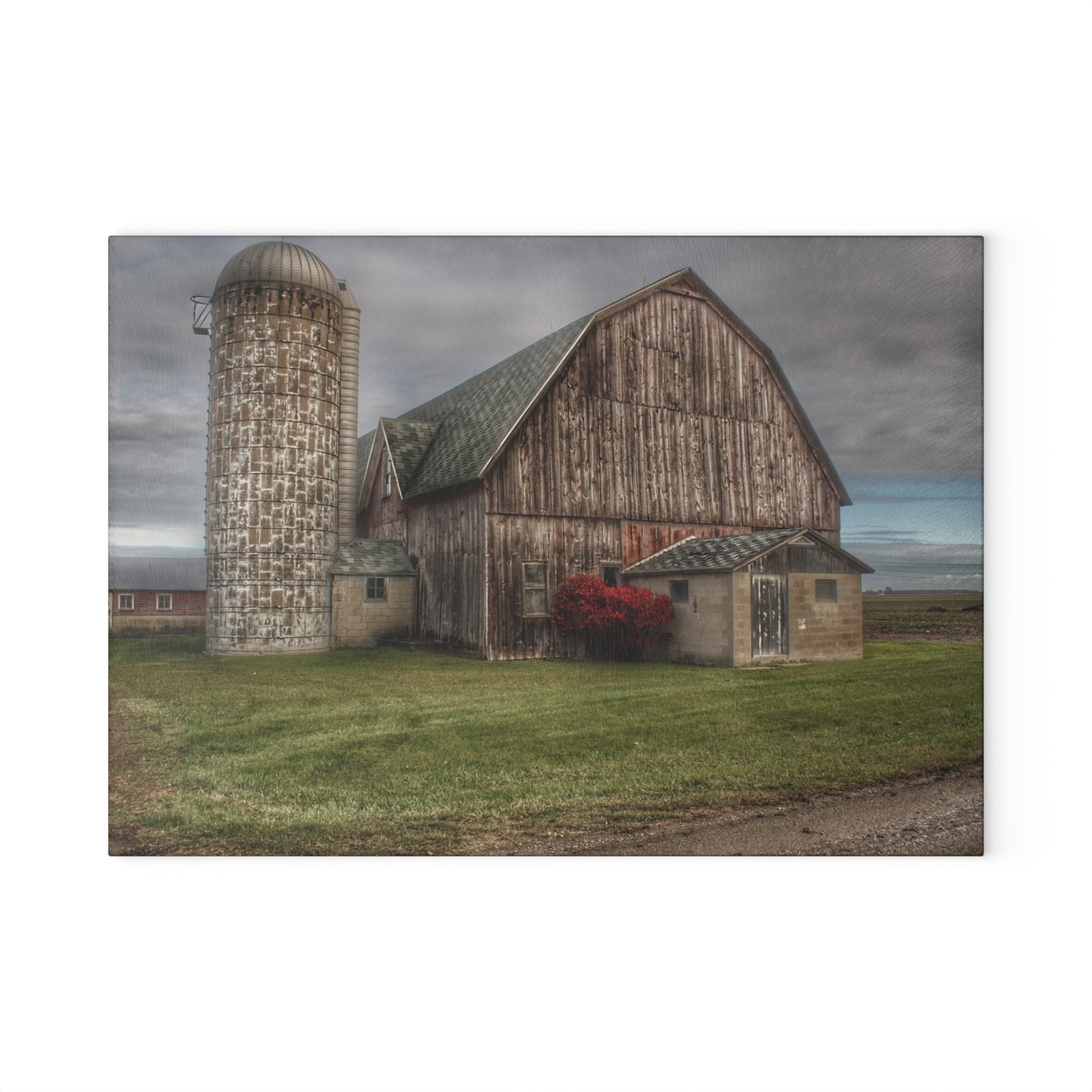U R There Photography Roedel Road Red Rustic Farmhouse Tempered-Glass Cutting Board