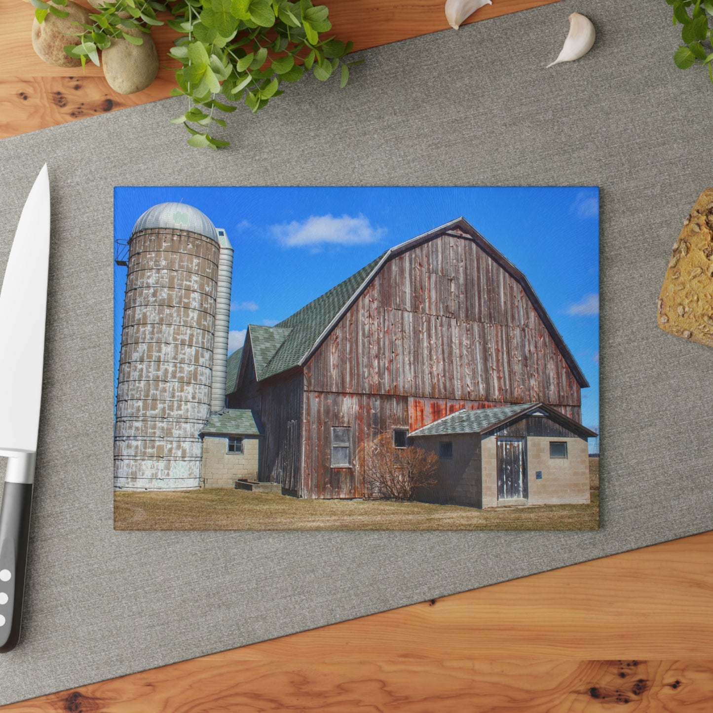 U R There Photography Roedel Road Red in Spring Rustic Farmhouse Tempered-Glass Cutting Board