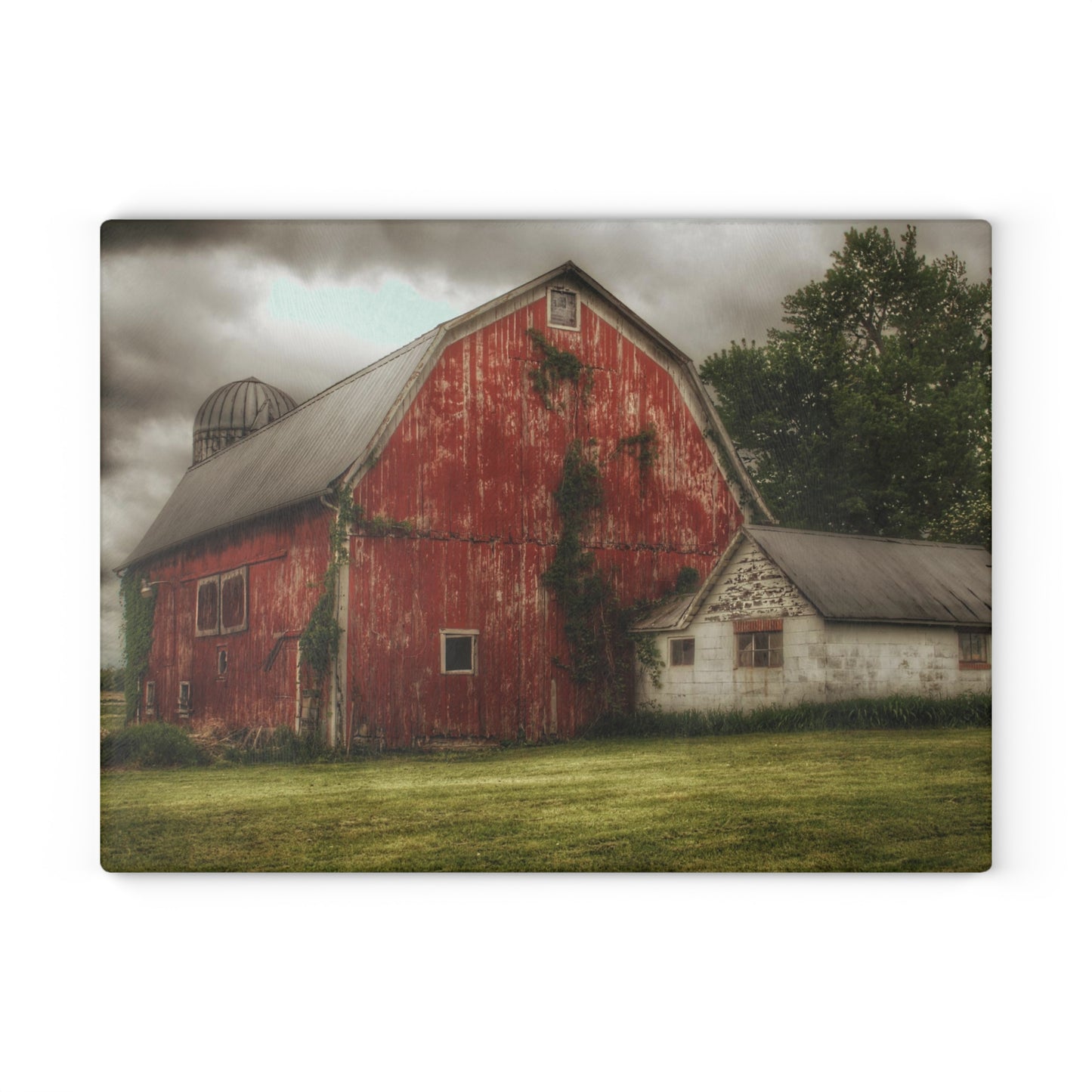 U R There Photography Stanley Road Red I Rustic Farmhouse Tempered-Glass Cutting Board