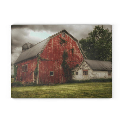 U R There Photography Stanley Road Red I Rustic Farmhouse Tempered-Glass Cutting Board