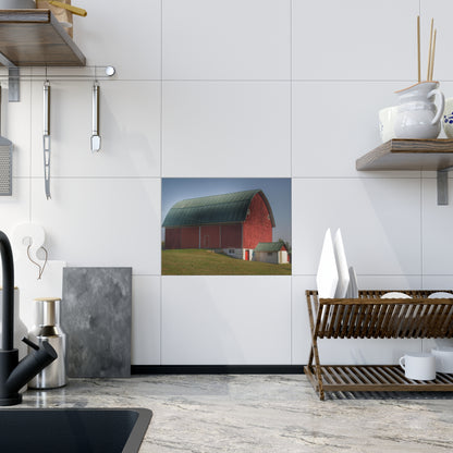 U R There Photography Barnes Road Red Rustic Farmhouse Decorative Ceramic Tile