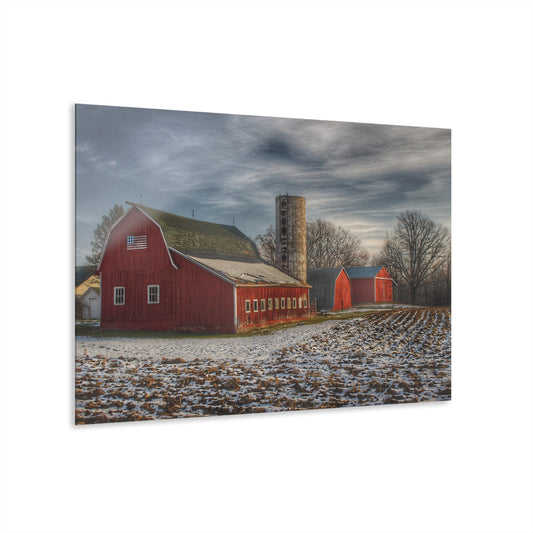 U R There Photography Mitchell Lake Road Red Rustic Farmhouse Acrylic Wall Print