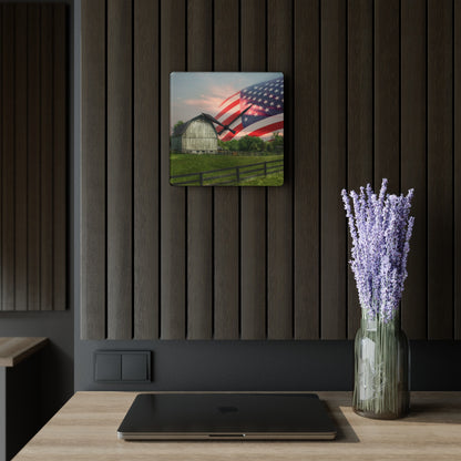 Rustic Farmhouse Wall Clock featuring An American Farm II