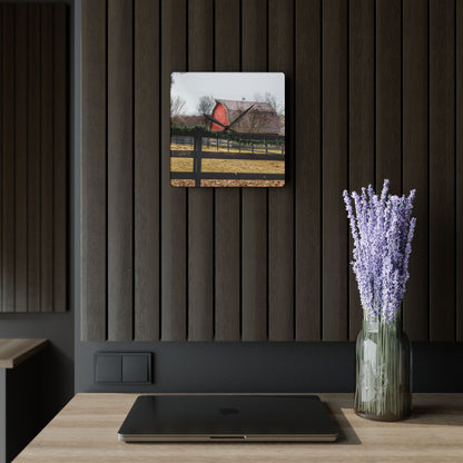 U R There Photography Beyond the Fence on Blood Road Rustic Farmhouse Acrylic Analog Wall Clock