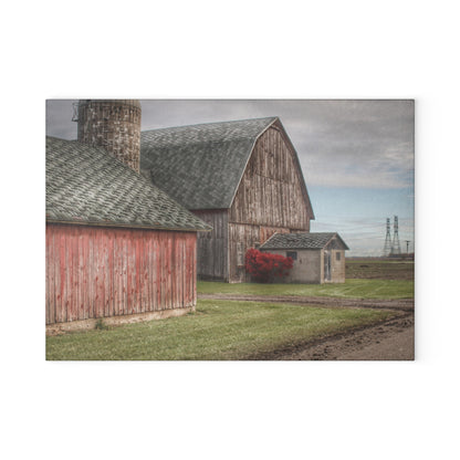 U R There Photography Roedel Roadside Reds III Rustic Farmhouse Tempered-Glass Cutting Board