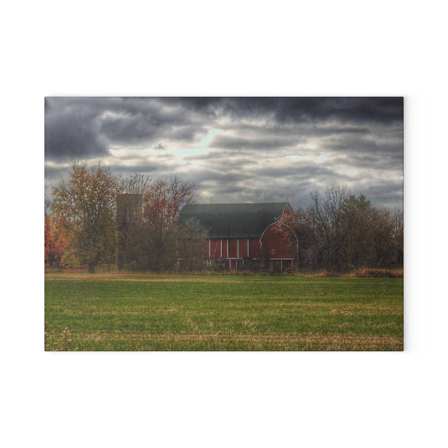 U R There Photography Booth Road Hidden Red I Rustic Farmhouse Tempered-Glass Cutting Board