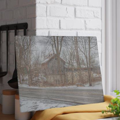 U R There Photography Leonard Stone Grey Rustic Farmhouse Tempered-Glass Cutting Board