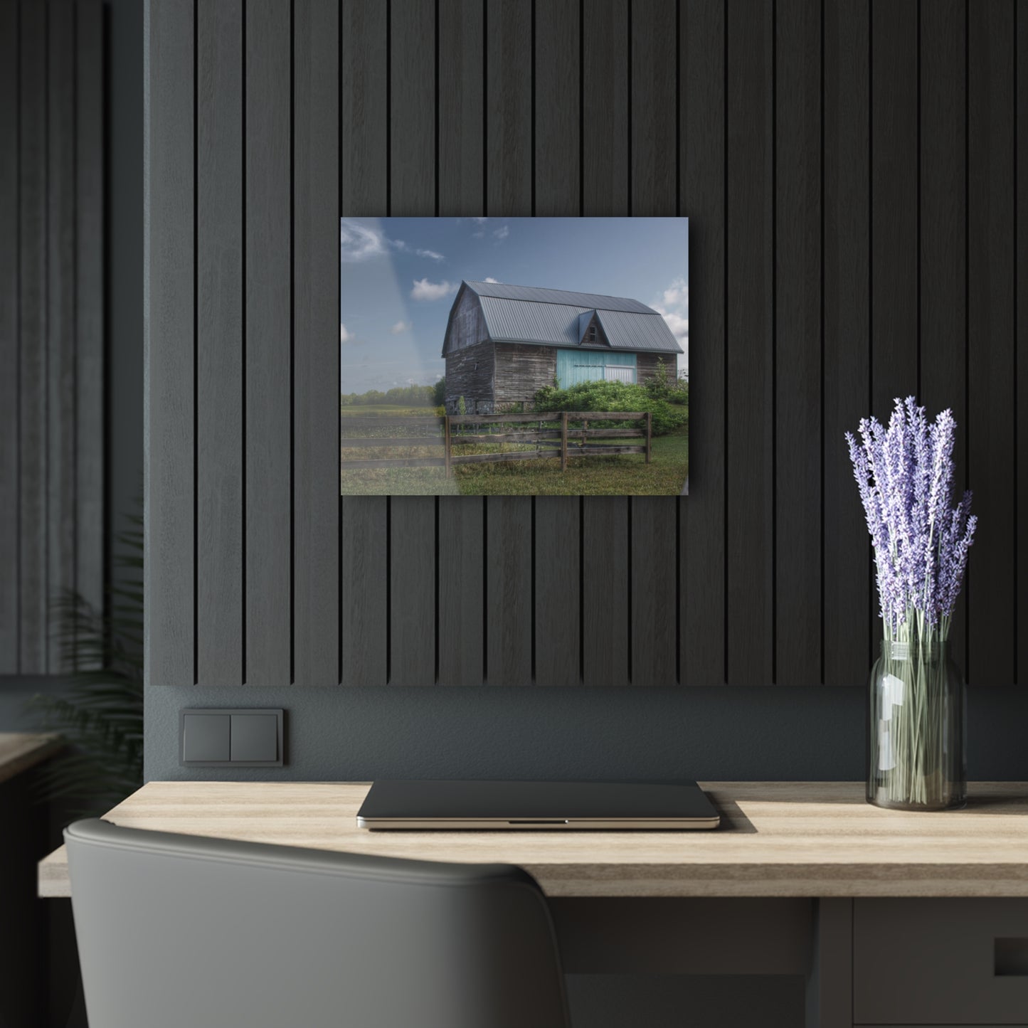 U R There Photography Harris Road Grey Rustic Farmhouse Acrylic Wall Print