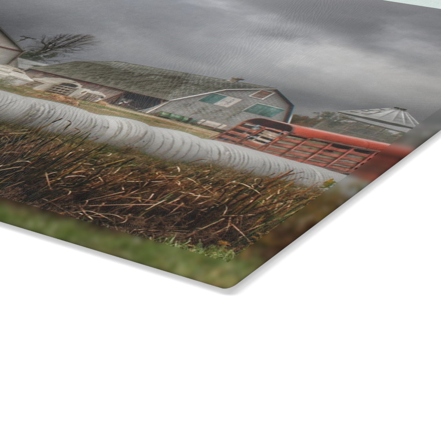 U R There Photography Waterman Road Grey I Rustic Farmhouse Tempered-Glass Cutting Board