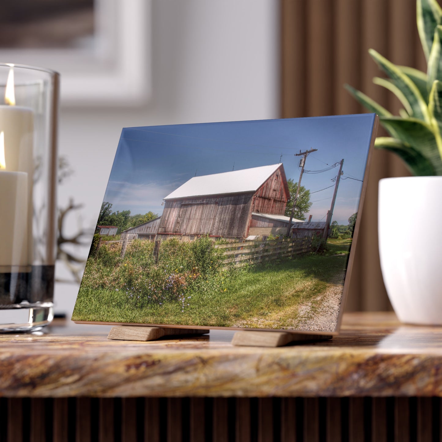 U R There Photography Castle Road Cow Barn I Rustic Farmhouse Decorative Ceramic Tile
