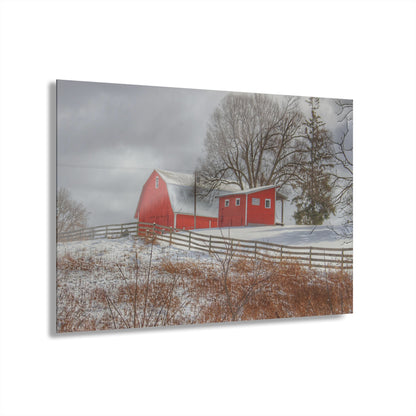 U R There Photography Catlin Red and Fence II Rustic Farmhouse Acrylic Wall Print