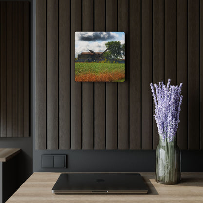 U R There Photography Silverwood Haybarn Rustic Farmhouse Acrylic Analog Wall Clock