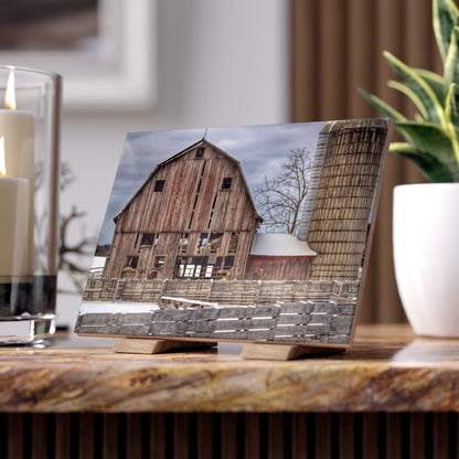 U R There Photography Old Marathon Red Rustic Farmhouse Decorative Ceramic Tile