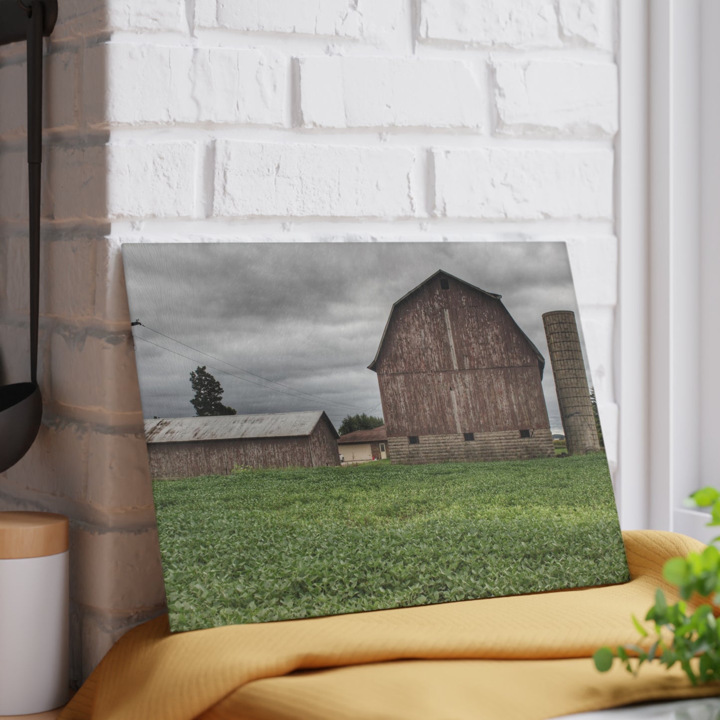 U R There Photography Van Geisen Road Grey Rustic Farmhouse Tempered-Glass Cutting Board