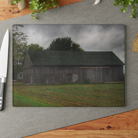 U R There Photography Weaver Road Grey Rustic Farmhouse Tempered-Glass Cutting Board