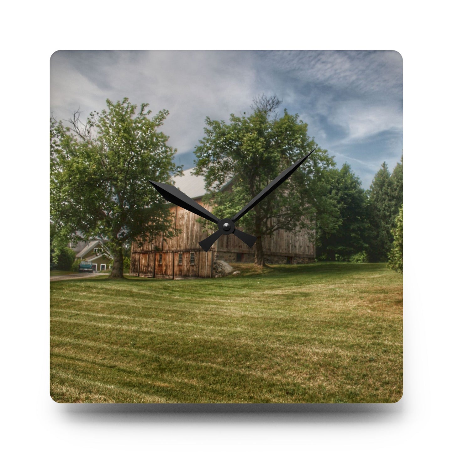 U R There Photography Thistle Valley Weathered Grey Rustic Farmhouse Acrylic Analog Wall Clock