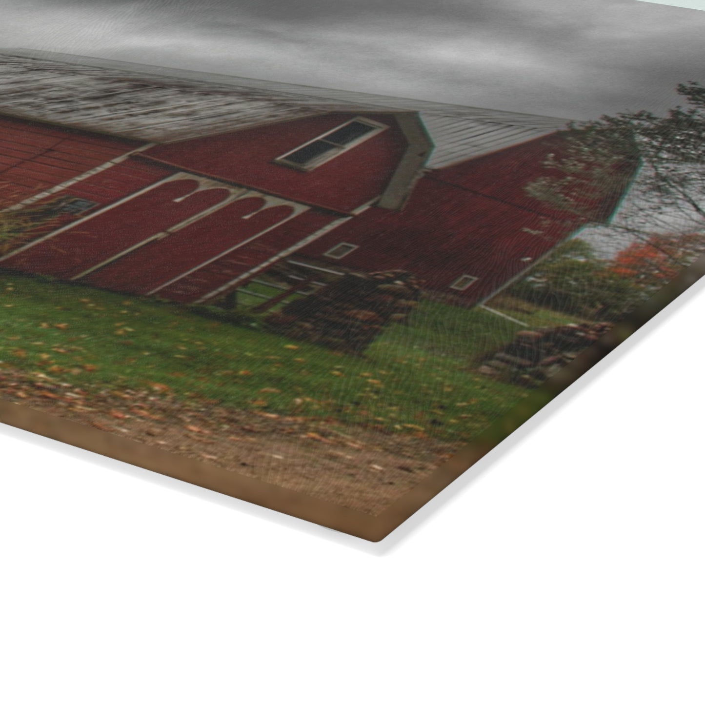 U R There Photography Cramton Road Reds II Rustic Farmhouse Tempered-Glass Cutting Board