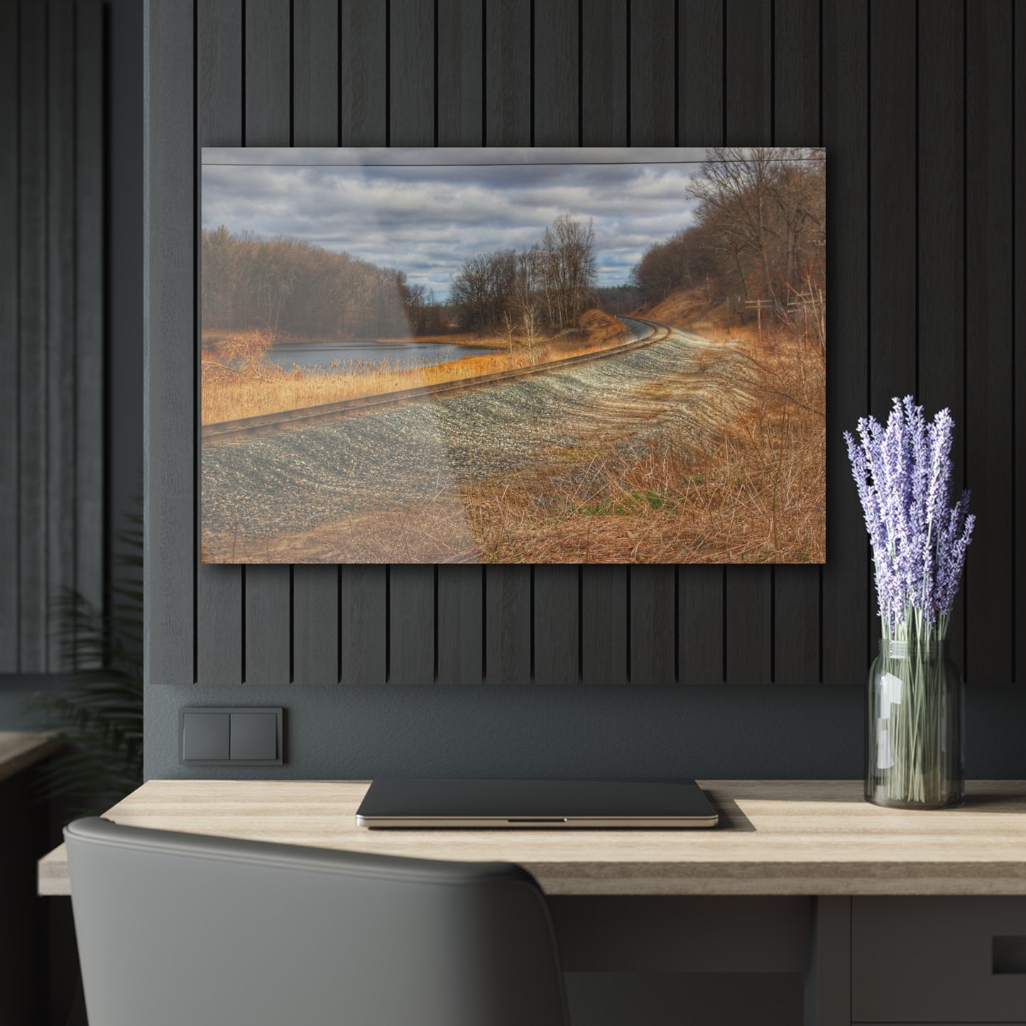 U R There Photography Aside the Tracks in Holly Rustic Farmhouse Acrylic Wall Print