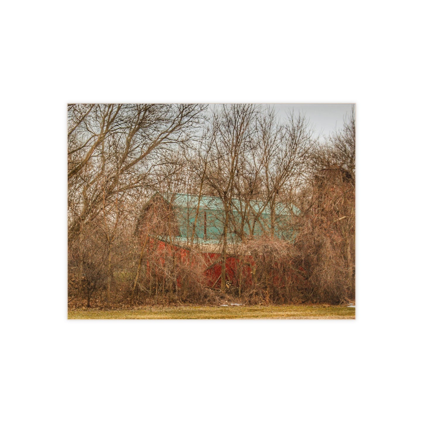 U R There Photography Bray Road Hidden Barnyard Red III Rustic Farmhouse Decorative Ceramic Tile