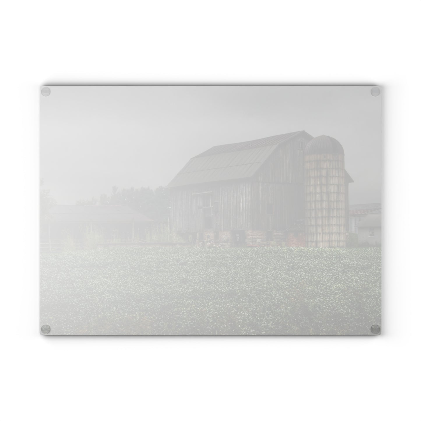 U R There Photography East Millington Road Grey and Stable Rustic Farmhouse Tempered-Glass Cutting Board