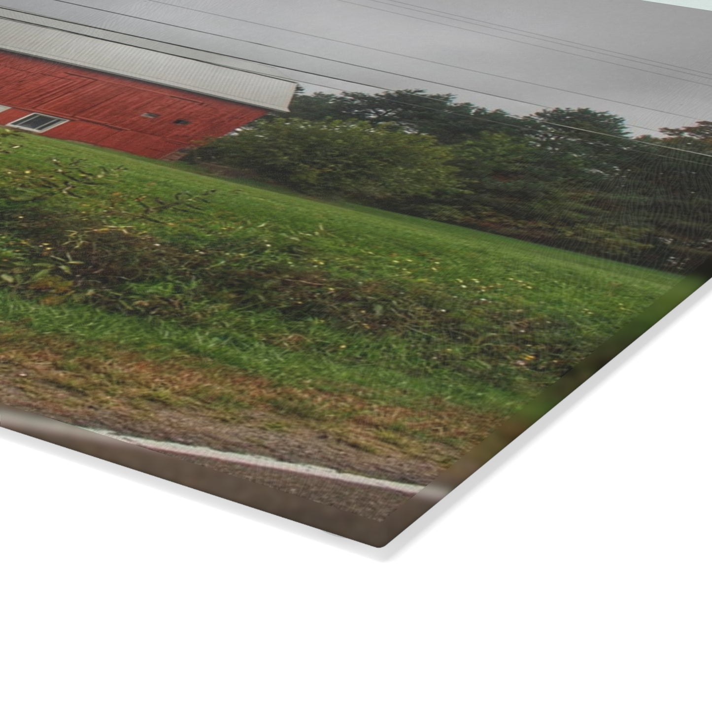 U R There Photography Bronson Lake Road Red Rustic Farmhouse Tempered-Glass Cutting Board