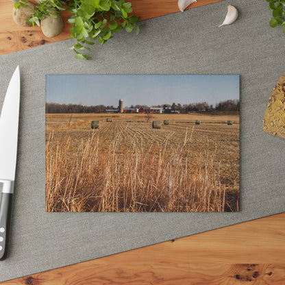 U R There Photography Across the Field on Johnsonmill Road Rustic Farmhouse Tempered-Glass Cutting Board