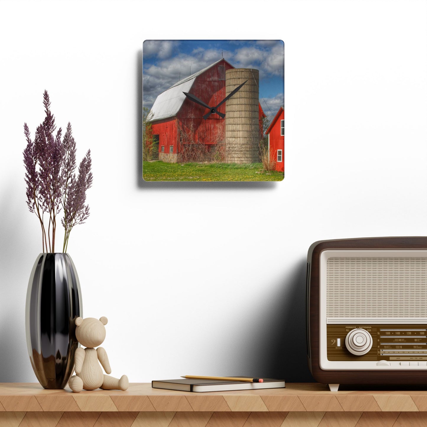 Rustic Farmhouse Wall Clock featuring McDowell Road Reds II